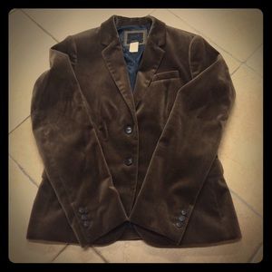 J. Crew Brown Velvet Schoolboy Blazer